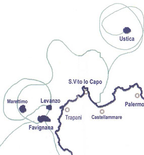Percorso a vela Favignana Egadi Trapani San Vito lo Capo Ustica Palermo